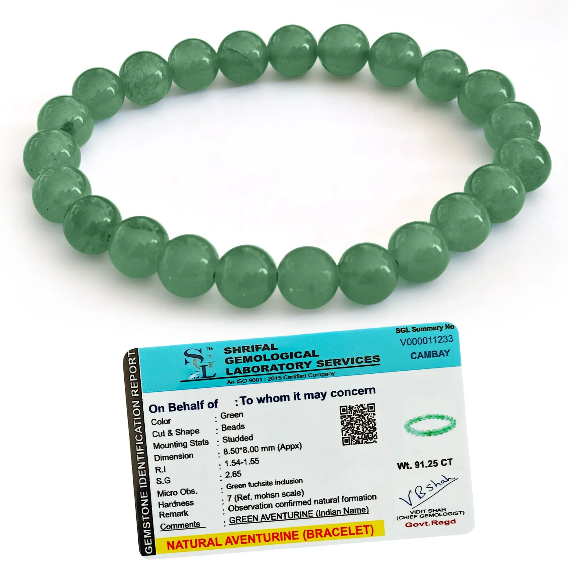 Original Green Aventurine Bracelet with Certificate 2
