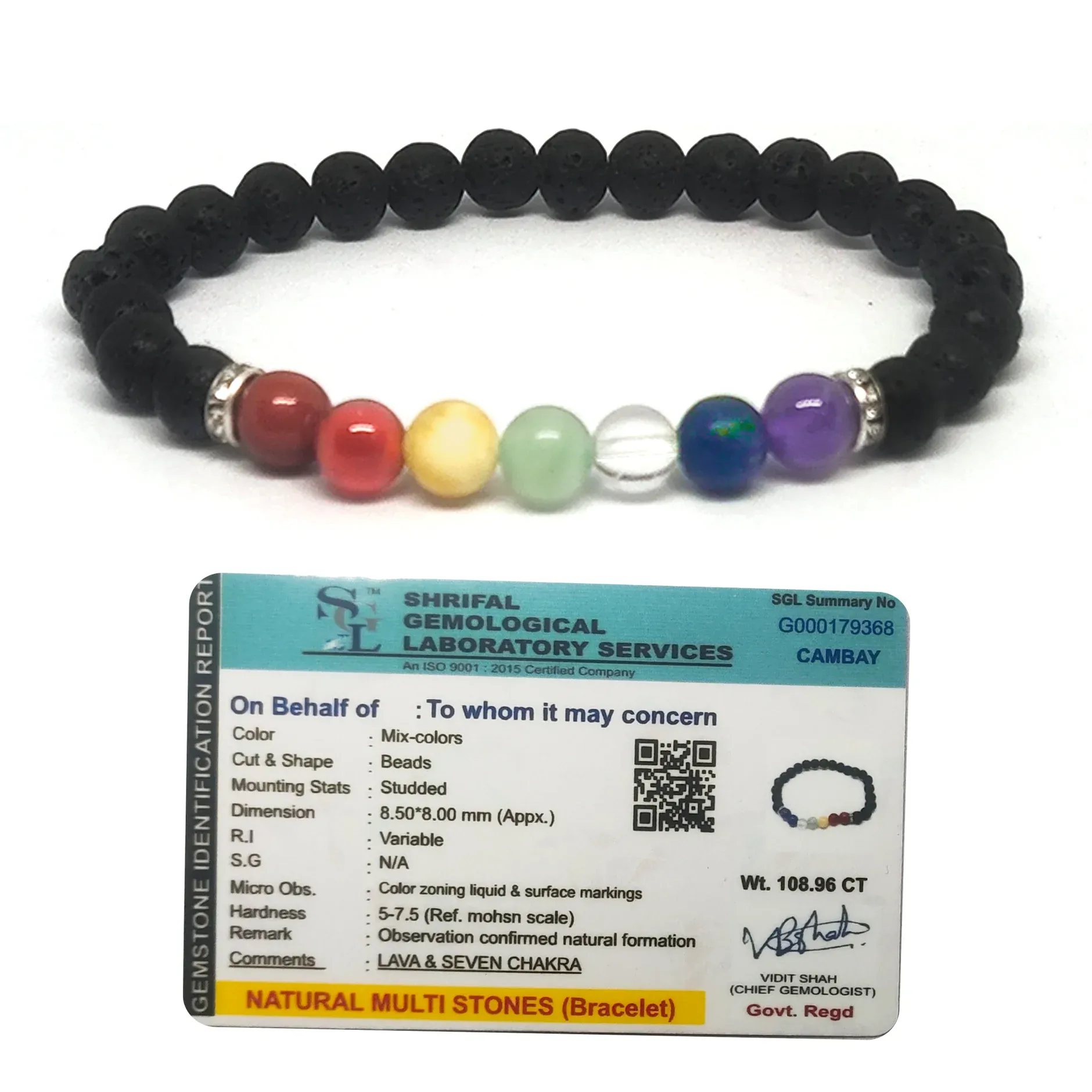  Original Seven Chakra Bracelet with Black Lava 2